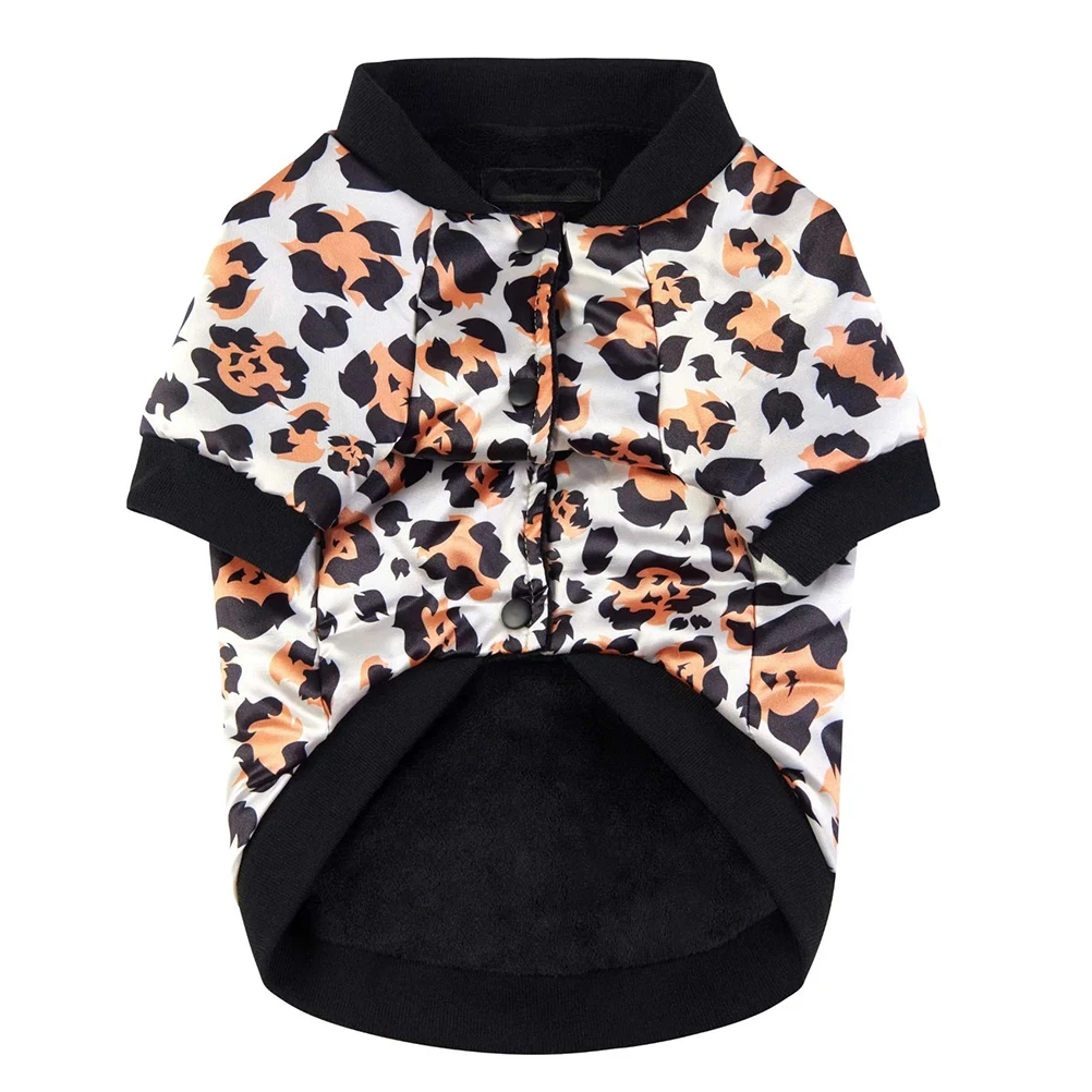 

Pet Dog Cotton Coat Warm Lightweight Soft Comfortable Cozy Leopard Print Clothes Small Puppy Winter Fashion Style Cold Weather