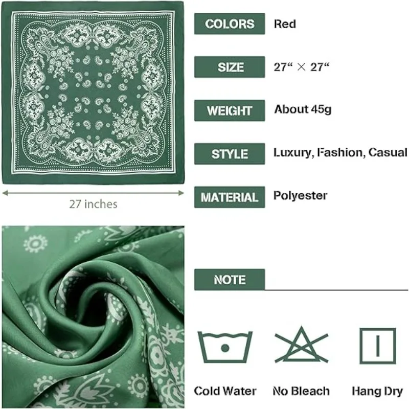 68cm Paisley Small Cashew Flower Scarf for Women Spring and Summer Thin Satin Square Scarf Retro Versatile Headscarf Shawl image 6