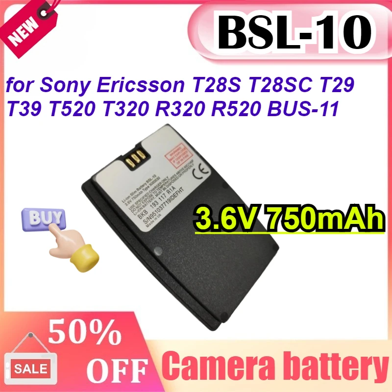 

3.6V 750mAh BSL-10 Battery for Sony Ericsson T28S T28SC T29 T39 T520 T320 R320 R520 BUS-11 Camera Battery