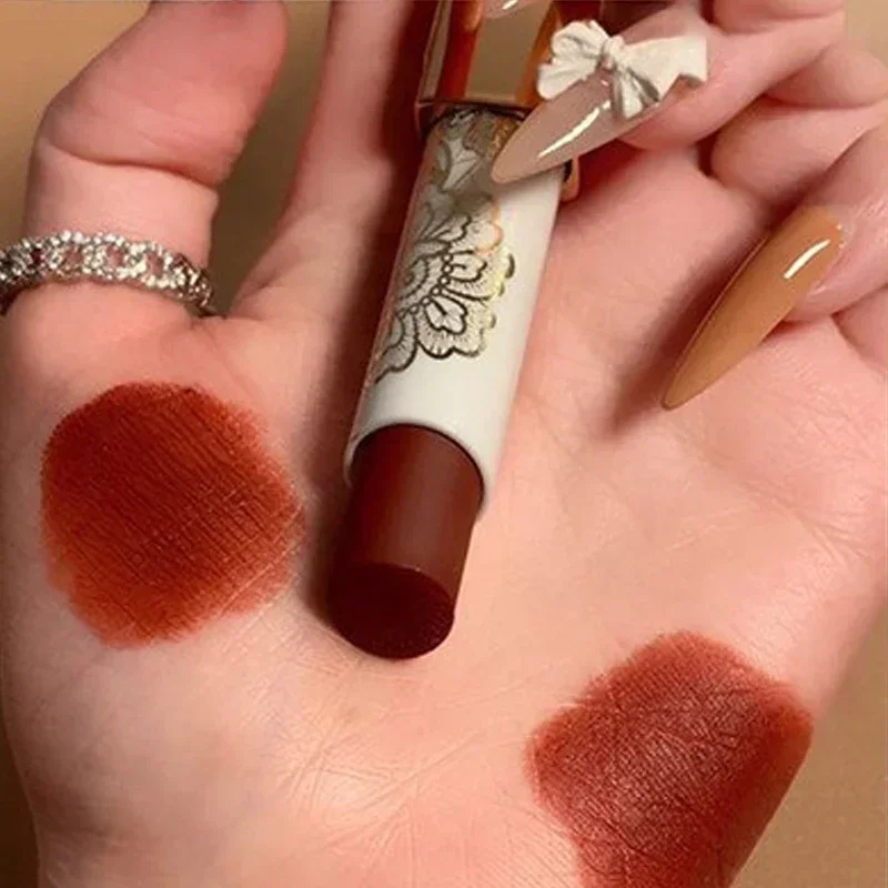 6 色レース口紅防水マットレンガレッド口紅ノンスティックカップ持続ベルベットリップクリーム高着色唇化粧品