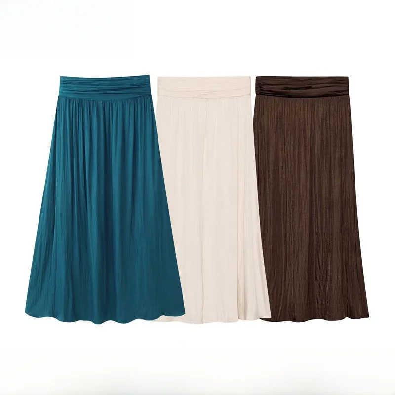 

Fashionable Silk Satin Midi Skirt Women's Spring Summer New Arrival Versatile Style Standard Fit A-Line Skirt for Ladies