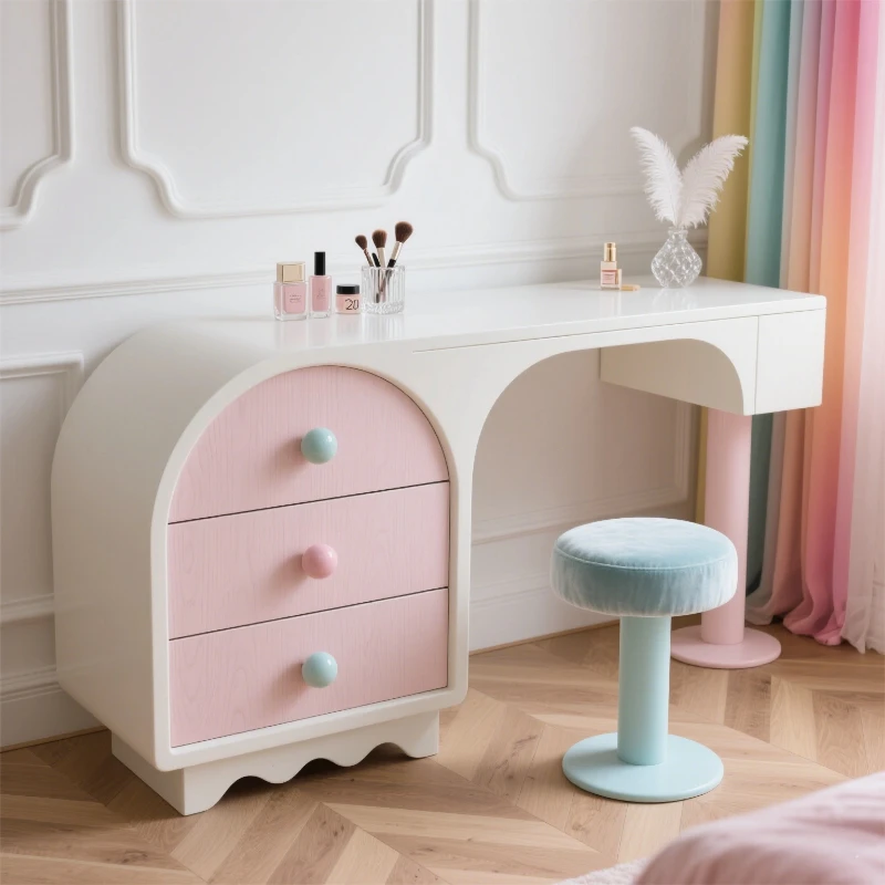 

cream style solid wood Makeup vanity modern cute Storage locker chest of drawers Dressing table penteadeira designer furniture