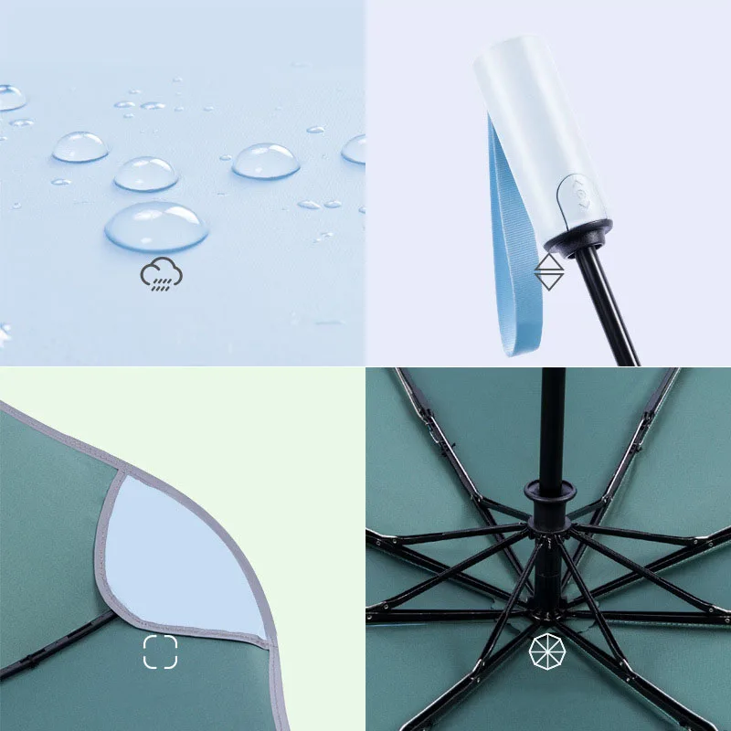 Anti-UV Automatic Umbrella for Men and Women, Full 3 Folding Parasol, Windproof, Sun, Rain, Business, Male, Female