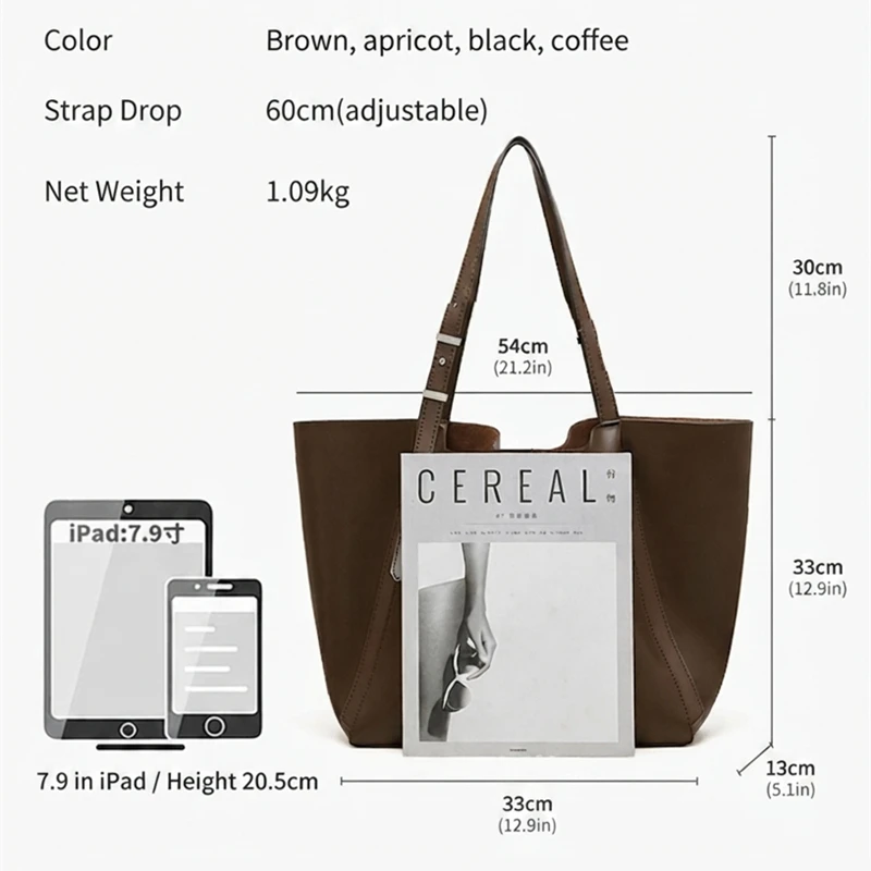 HIFASHION Large Genuine Leather Tote Bag Women Vintage Soft Cowhide Shoulder Bag Laptop Work Commuter Shopper Ladies Handbags view 5