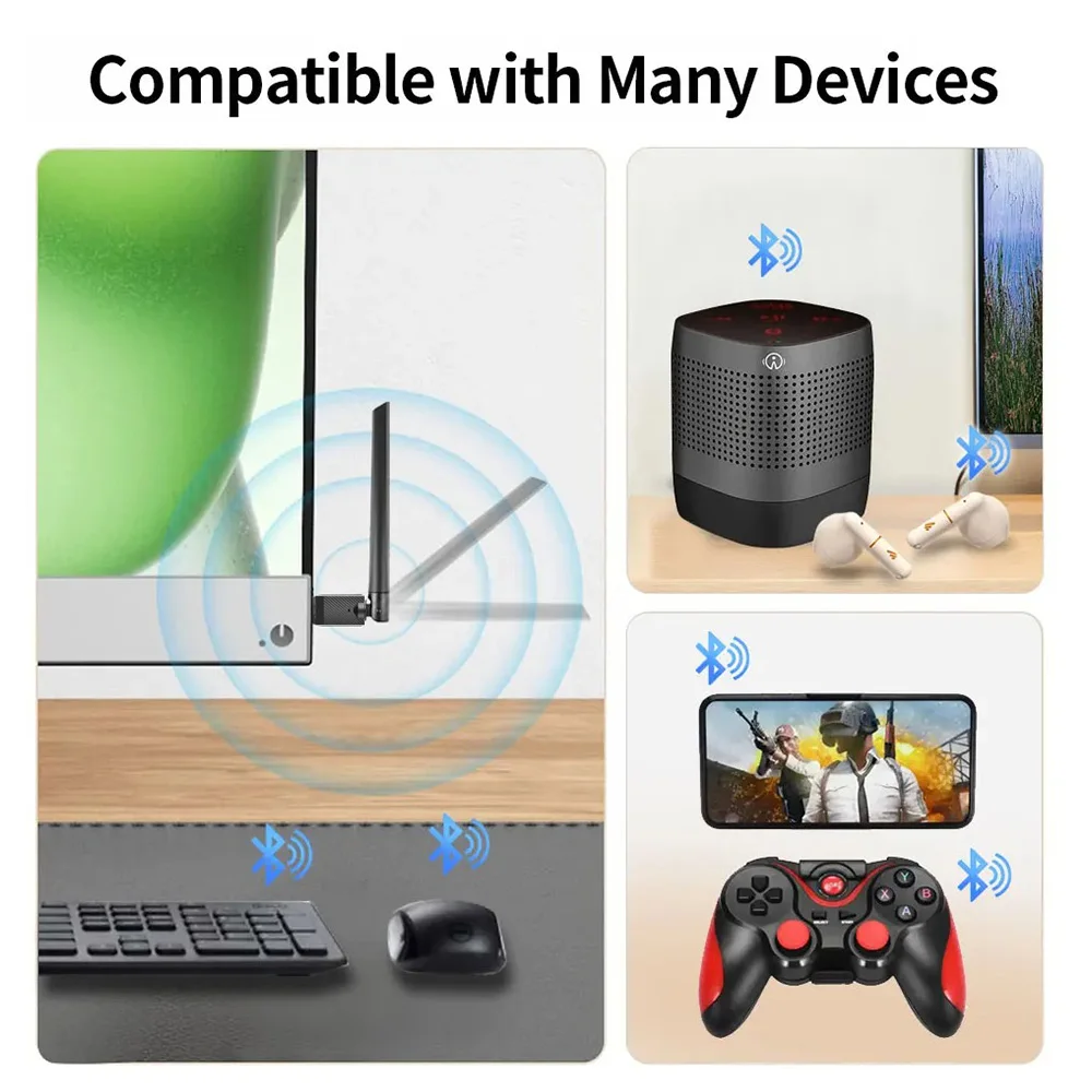 Dongle adattatore USB Bluetooth 6.0 5.4 per PC Mouse wireless Tastiera Ricevitore audio musicale Trasmettitore Drive-free per win 11/10/8