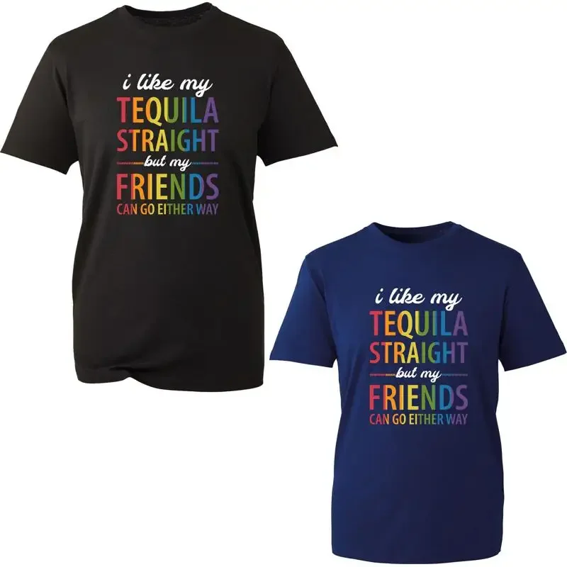 Like My Tequila Straight Friends Go Either Way T Shirt Lgbt Pride Top