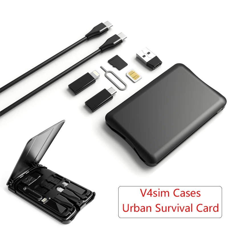 Urban Survival Card multi-function Data Line Conversion Head Wireless Charger Universal Universal Portable Storage Bag