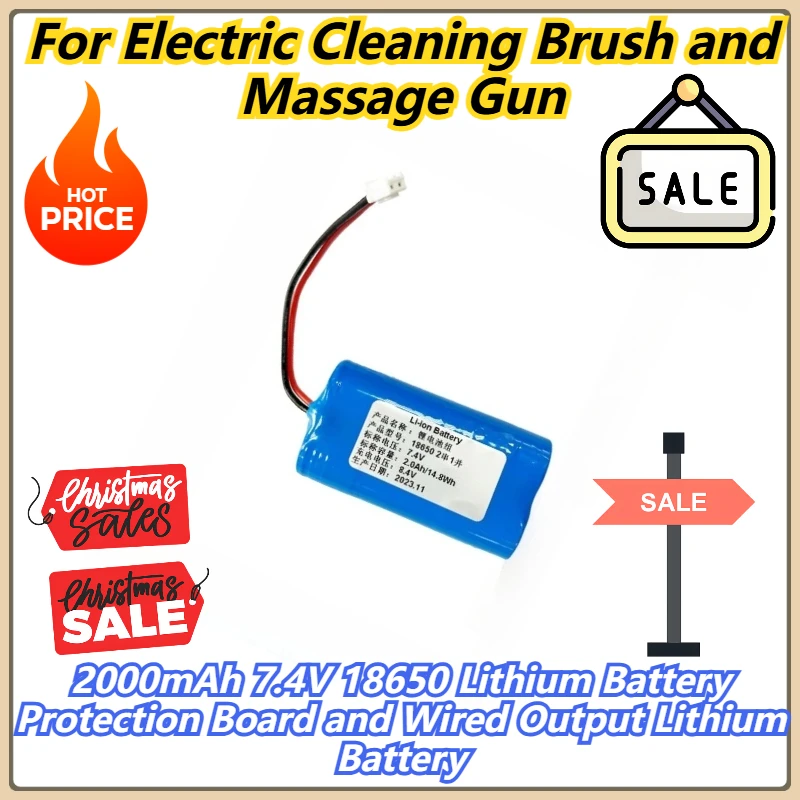 

2000mAh 7.4V 18650 Lithium Battery Protection Board and Wired Output Lithium Battery For Electric Cleaning Brush and Massage Gun