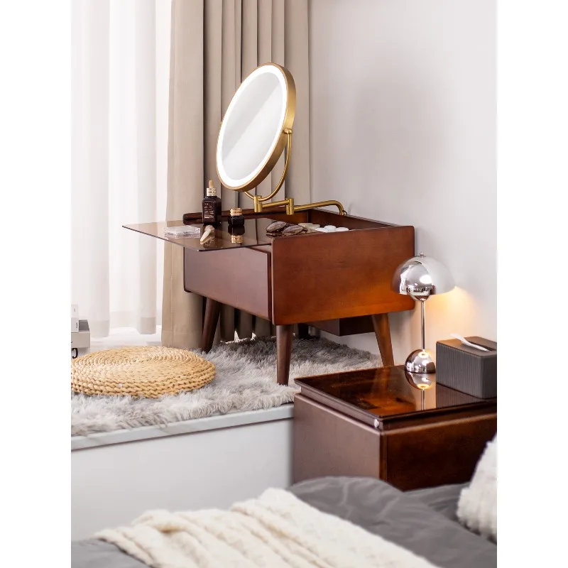 

Dresser, bedroom bay window special small apartment, all solid wood makeup table on the balcony