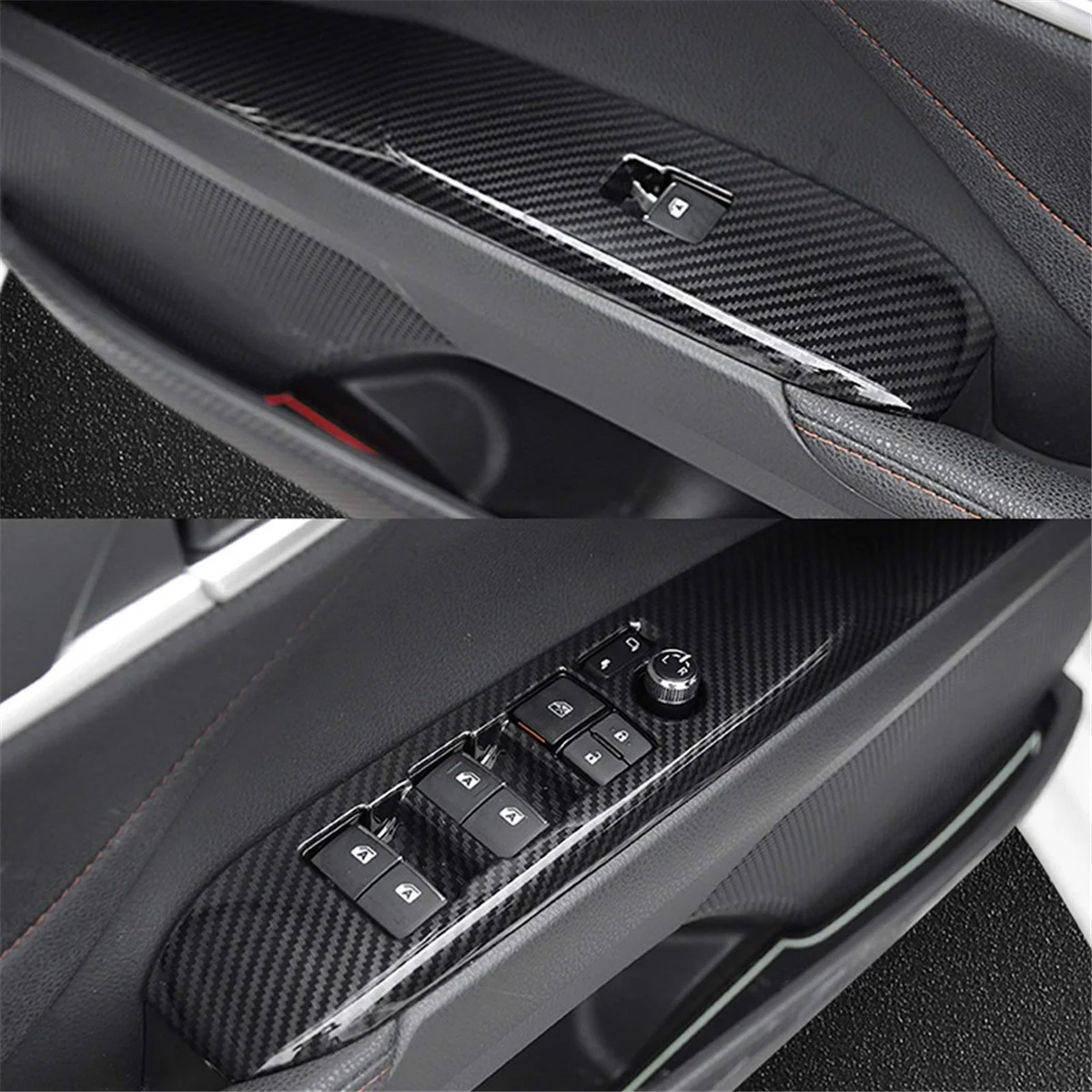 Janela interruptor porta tampa do painel de bloqueio, guarnição para Toyota Camry 9 °, 2024, 2025, fibra de carbono, acessórios