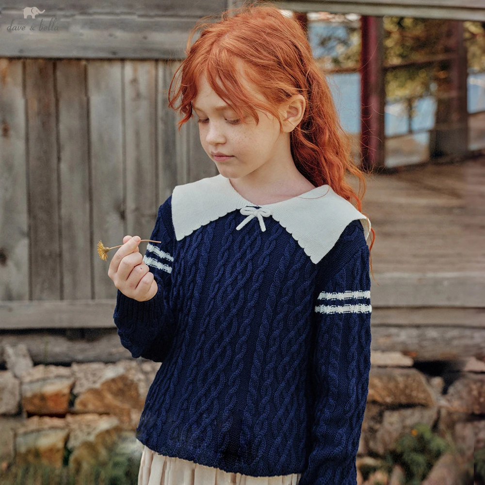 Dave Bella Girls Winter Knitted Sweater Children Autumn Spring Pullover Long Sleeve Knitwear Tops Kids Outdoor Clothes DK4264019