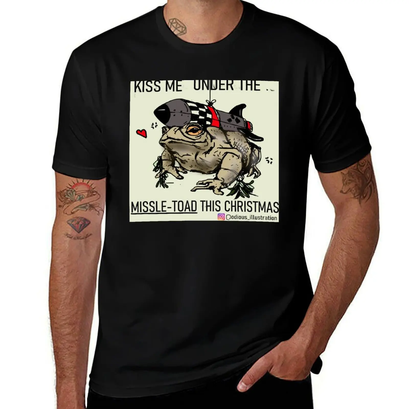 Kiss me under the Missle-Toad this christmas T-Shirt Big Size Loose Fit Tee Shirt T-Shirt