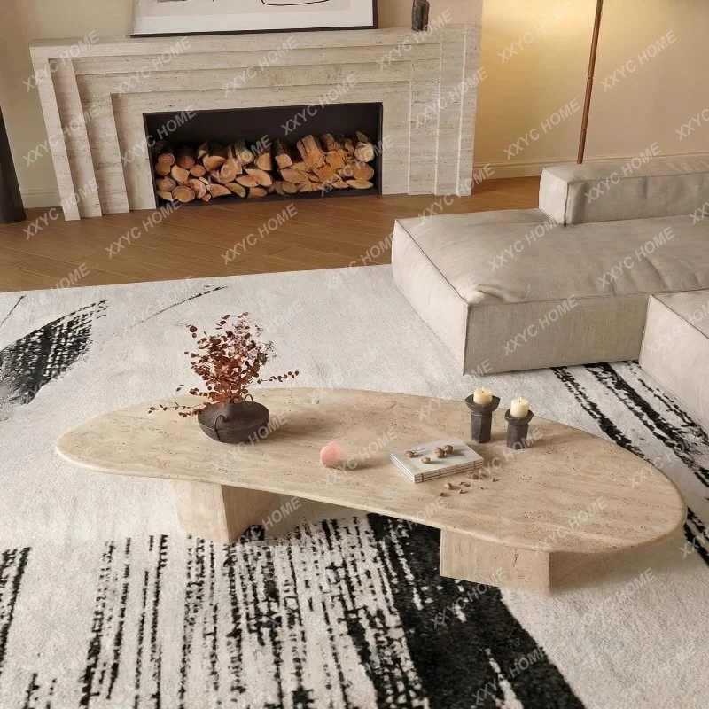 Medieval wabi-sabi style, coffee table, living room, household small apartment, light luxury and high-end sense