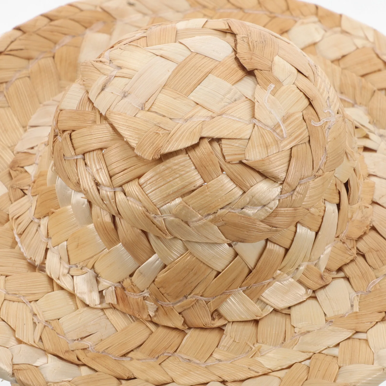 10Pcs Mini Straw Hats Handwoven Caps 8cm Diameter Tiny Dollhouse Woven Sombrero Hats DIY Craft Decorations Small Straw Hat