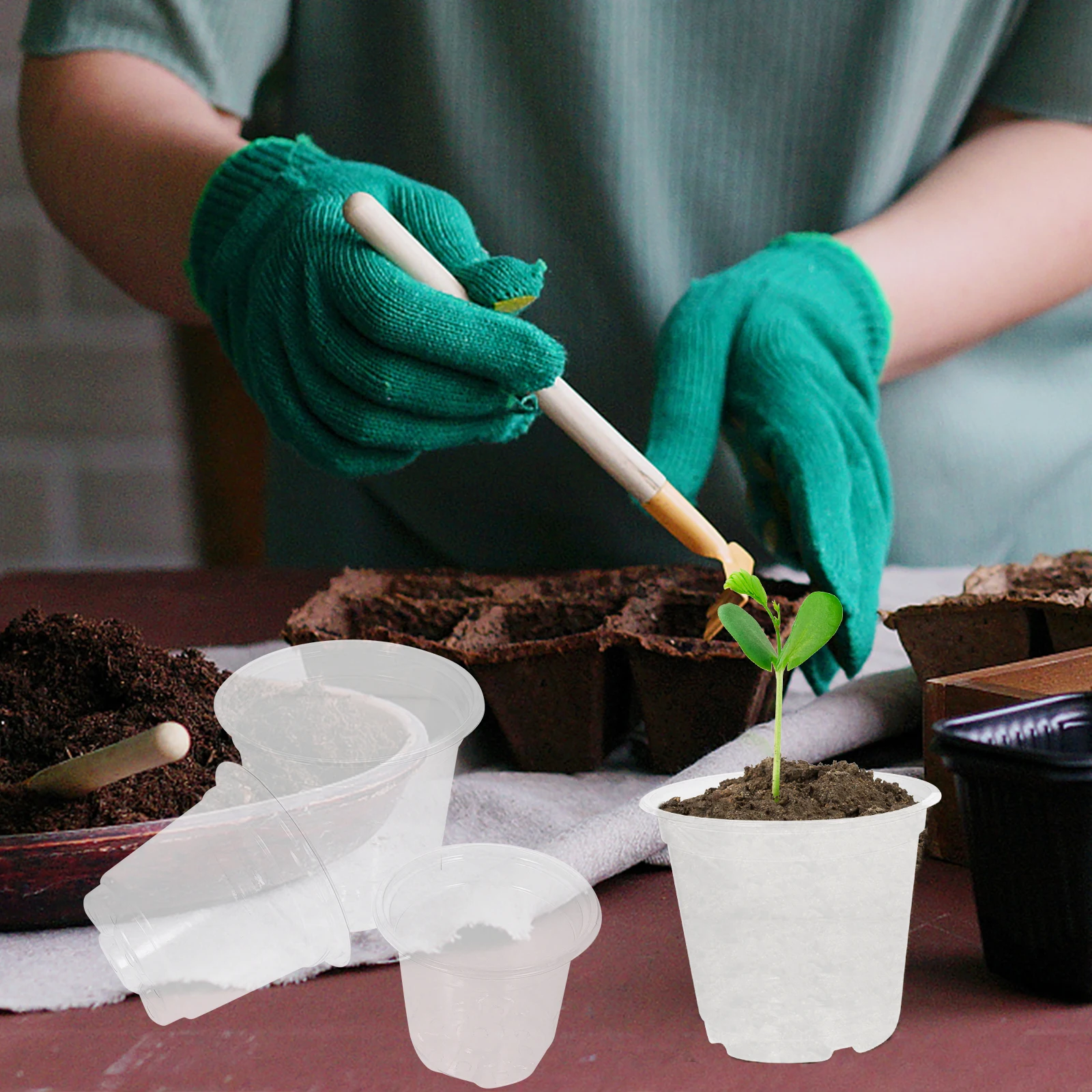 

12 шт. изолированные дышащие цветочные горшки, набор прозрачных пластиковых детских горшков с дренажными отверстиями для комнатных и уличных растений, сада