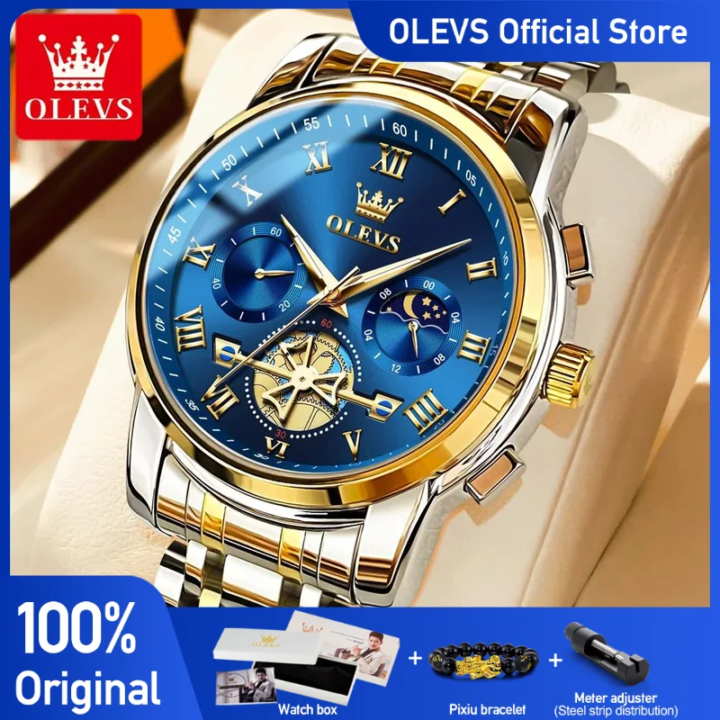 OLEVS Top Brand Men's Watches Classic Roman Scale Dial Luxury Wrist Watch for Man Original Quartz Waterproof Luminous Male reloj