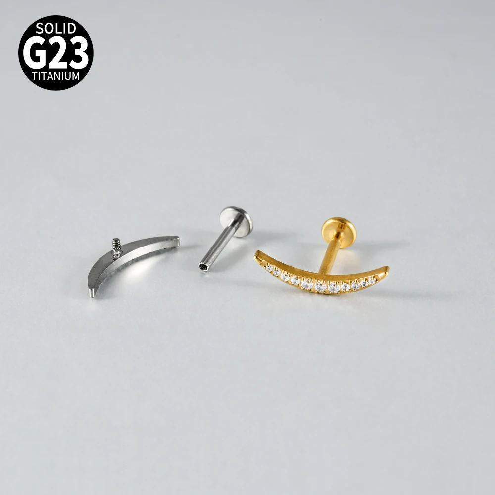 1 Stück Halbmond-Ohrring mit vielen Zirkonia-Steinen, 16G G23 Implantat-Titan, CZ-Pavé, flache Rückseite, für Knorpel, Tragus, Conch, Rook – Detail 9