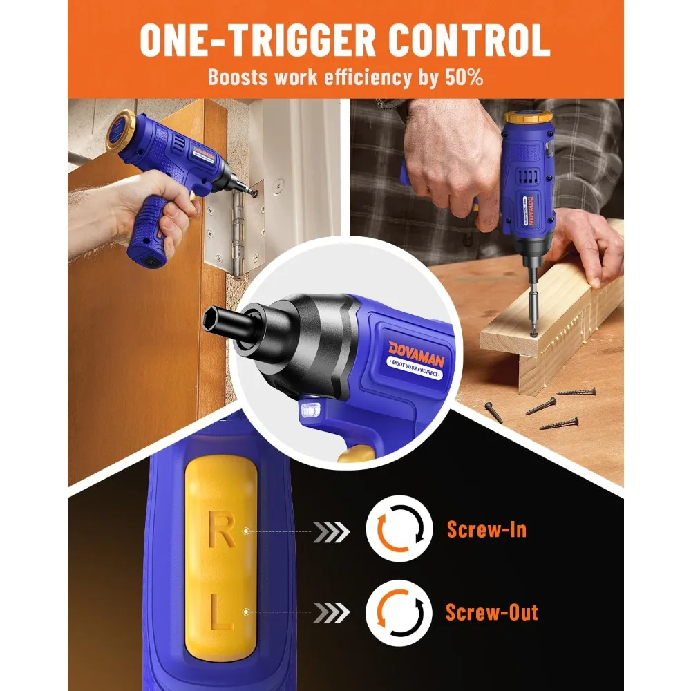 مفك براغي كهربائي لاسلكي قابل لإعادة الشحن من DOVAMAN 6NM 4V مع مساحة تخزين مدمجة، 7 بت وصندوق حمل، شحن سريع من النوع C، LED Li #5