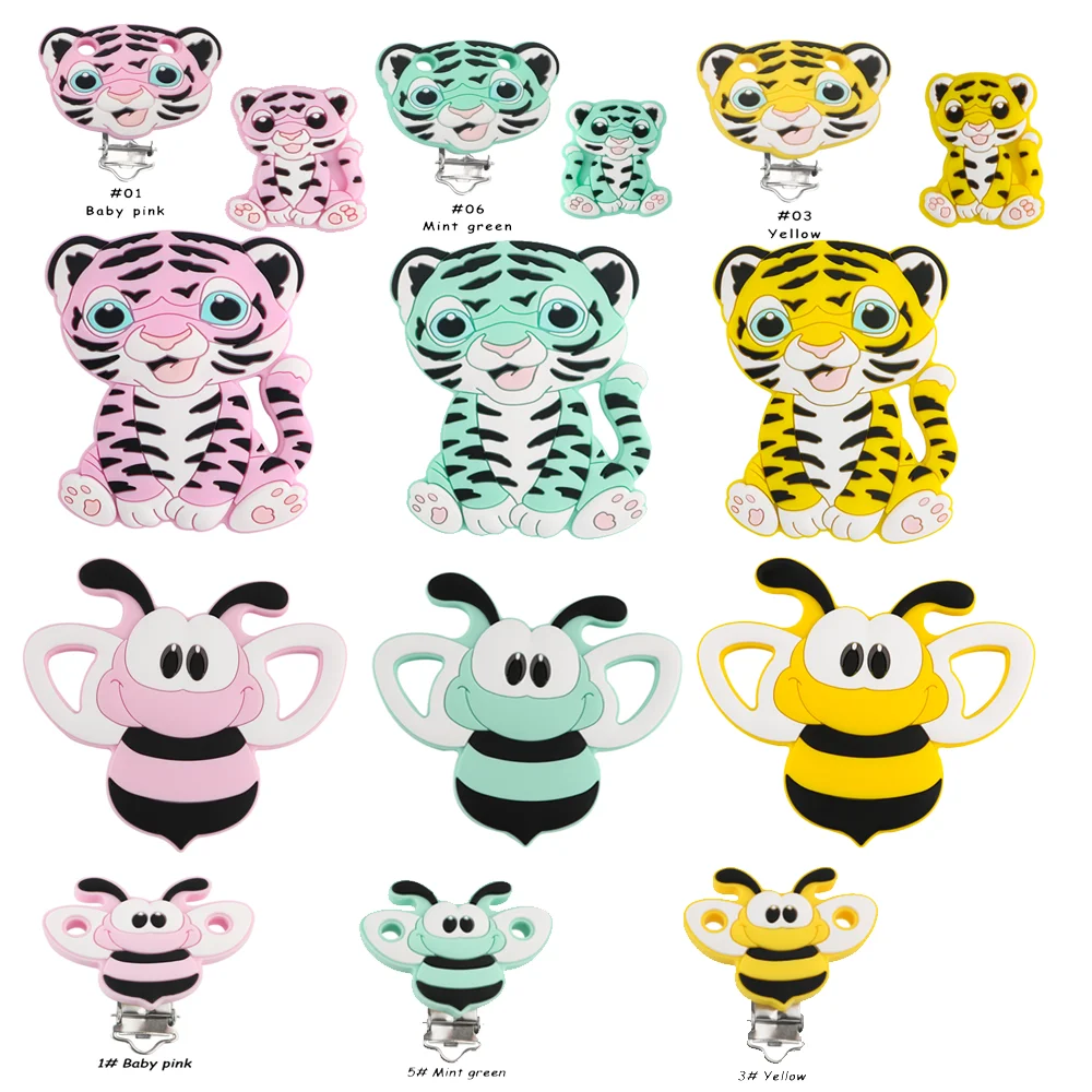 

2/3/5PCS novo mordedor de silicone dos desenhos animados cabeça de esquilo animal grau alimentício diy bebê dentição mordedor b