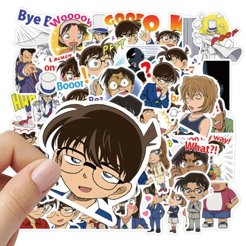 50Pcs Conan Edogawa Anime Stickers Decoration Suitcase Scrapbooking Laptop Phone Stationery Cartoon Detective Manga Kid Sticker