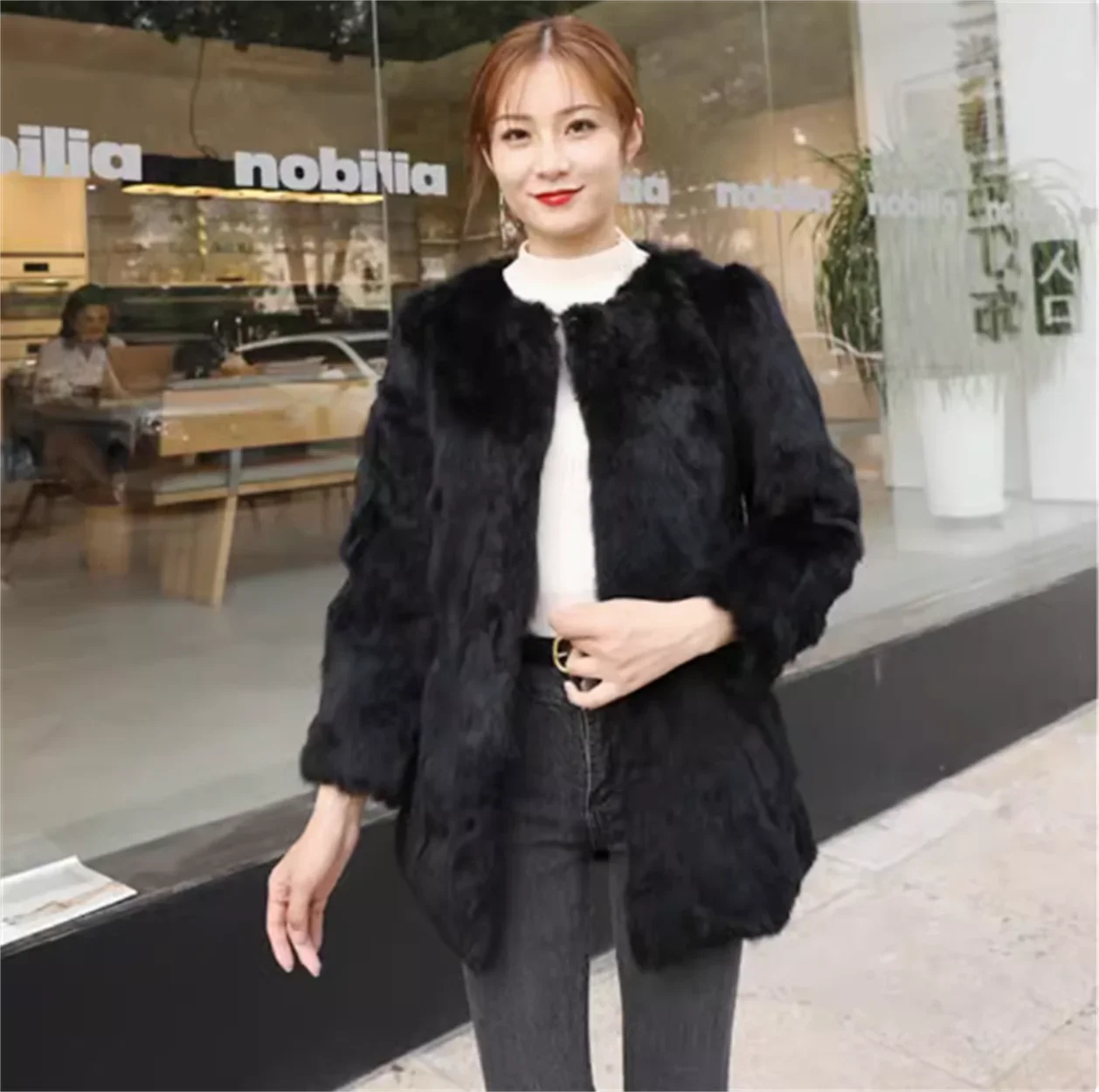 Real rabbit fur fur fur coat for women