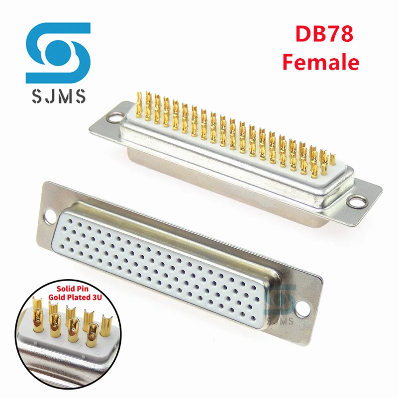 1PCS Gold Plated Solid Pin DB78 4 Row Solder Head Male Plug/Female Socket 78 Pin Serial Port Connector D-SUB DP78 Adapter