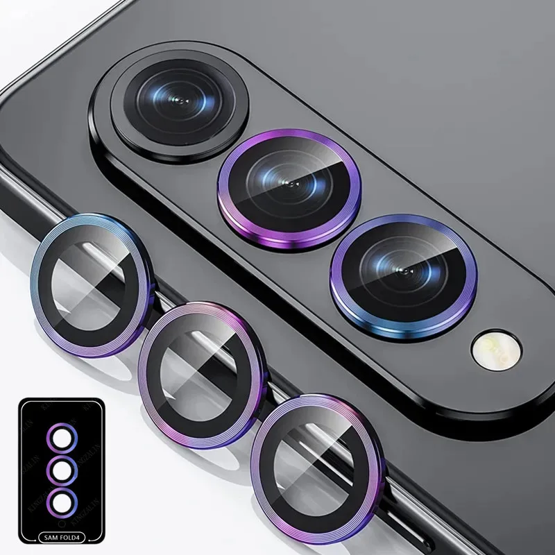 Metal Ring Tempered Glass Camera Lens Protector Case for Samsung Galaxy Z Fold 6 5 ZFold 4 zFold4 Back Cover lens cap