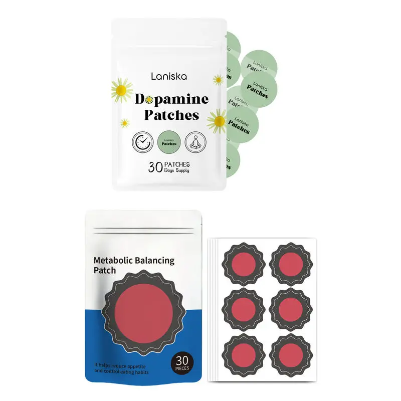Kit de patchs pour le soin du corps en double emballage, patchs quotidiens Dopamine pour le soutien de la peau, plus patchs d'équilibrage métabolique, 60 unités au total