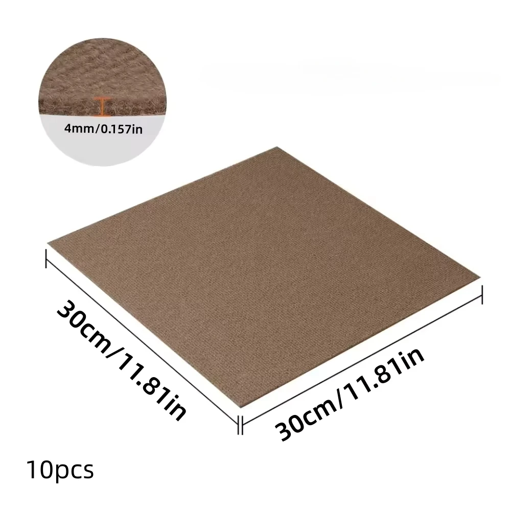 10pcs 11.81inX11.81in Self Adhesive Carpet Floor Splicing Rugs Peel and Stick Wall  DIY Flooring Mat Bedroom Home Decor