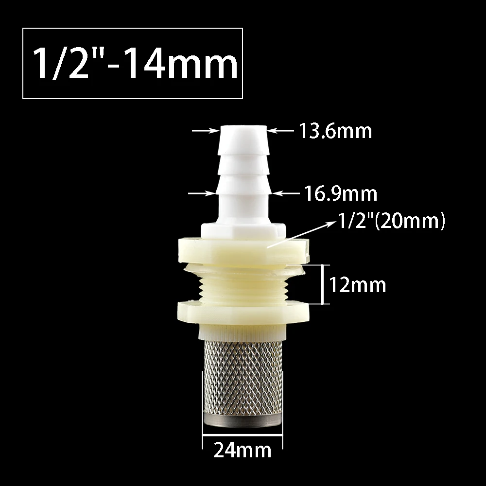 1pc Barb Tail 4/6/8/10/12/14/16/18/20mm Water Connector With ABS 1/2\