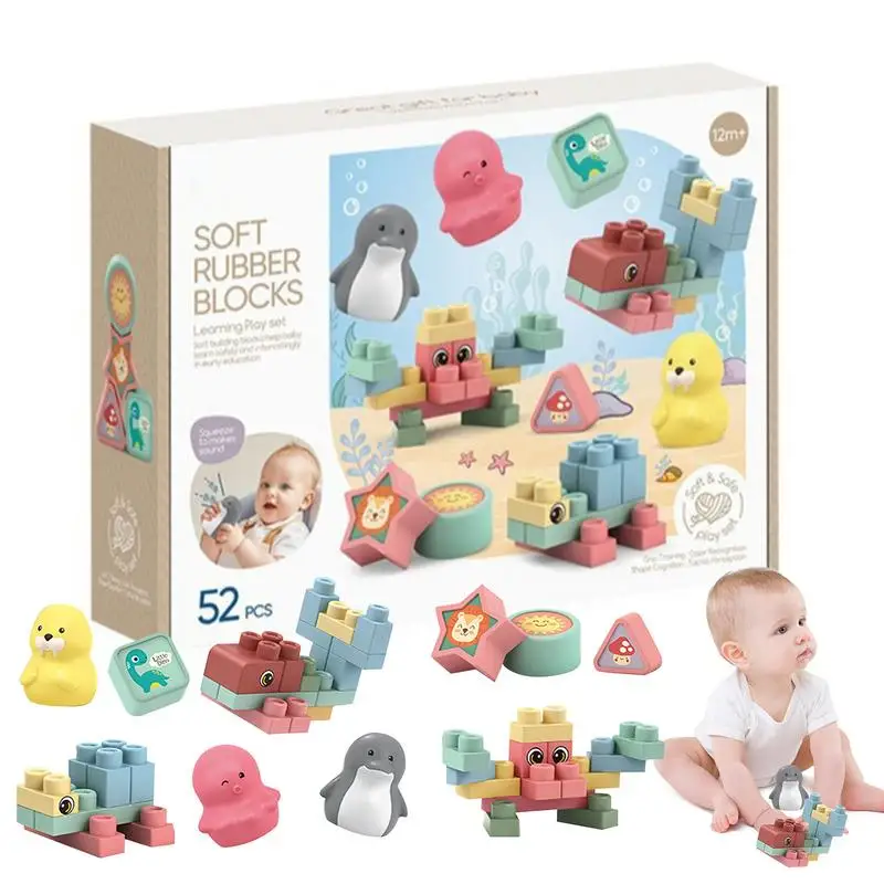 

Kids Building Blocks Soft Blocks Baby Building Set Chewable Sensory Toys STEM Kits Educational Toys Fine Motor Skills Preschool
