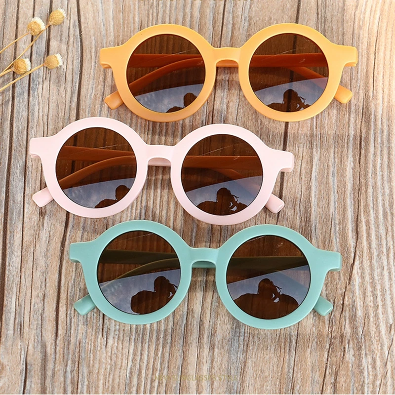 Kids Sunglasses for Girls Boys Age 1-8, Vintage Round Shape Frosted Sun Glasses Protection Eye Glasses for Outdoor