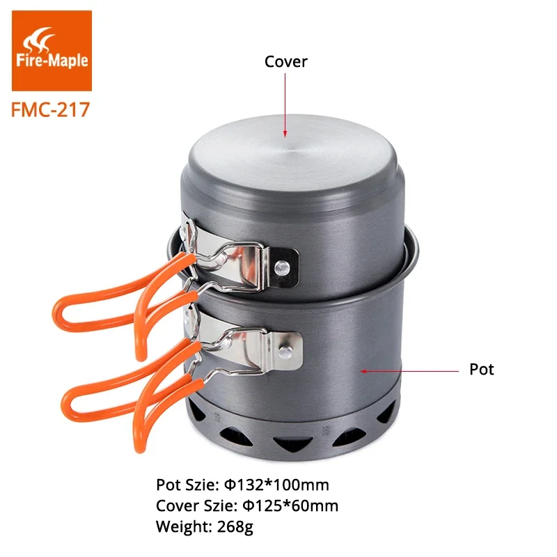 Fire Maple Camping Cookware Set Portable Outdoor Foldable Compact Heated Exchange Pot Aluminum Alloy Picnic Cooking Tool FMC-217