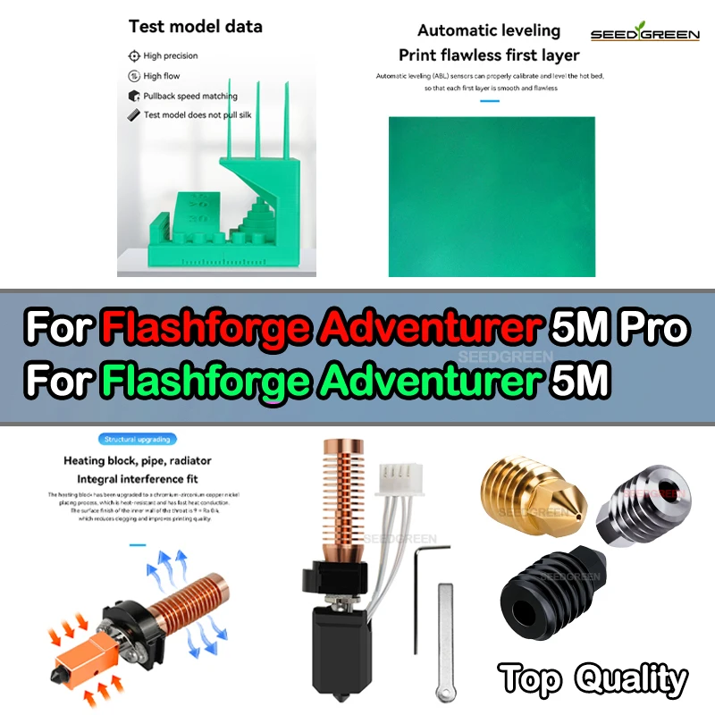 Upgrade For Flashforge Adventurer 5M / 5M Pro Hotend AD5M Nozzle Replacable Caremic Hotend Faster Heating AD5M Pro Nozzle 280℃