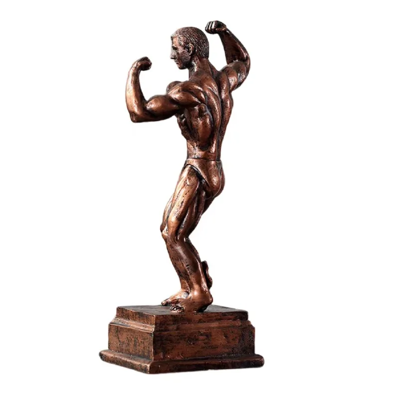 Wholesale Brown Metal Crafts Bodybuilding Muscle Guy Statue Statue Fitness Competition Trophy Business Awards