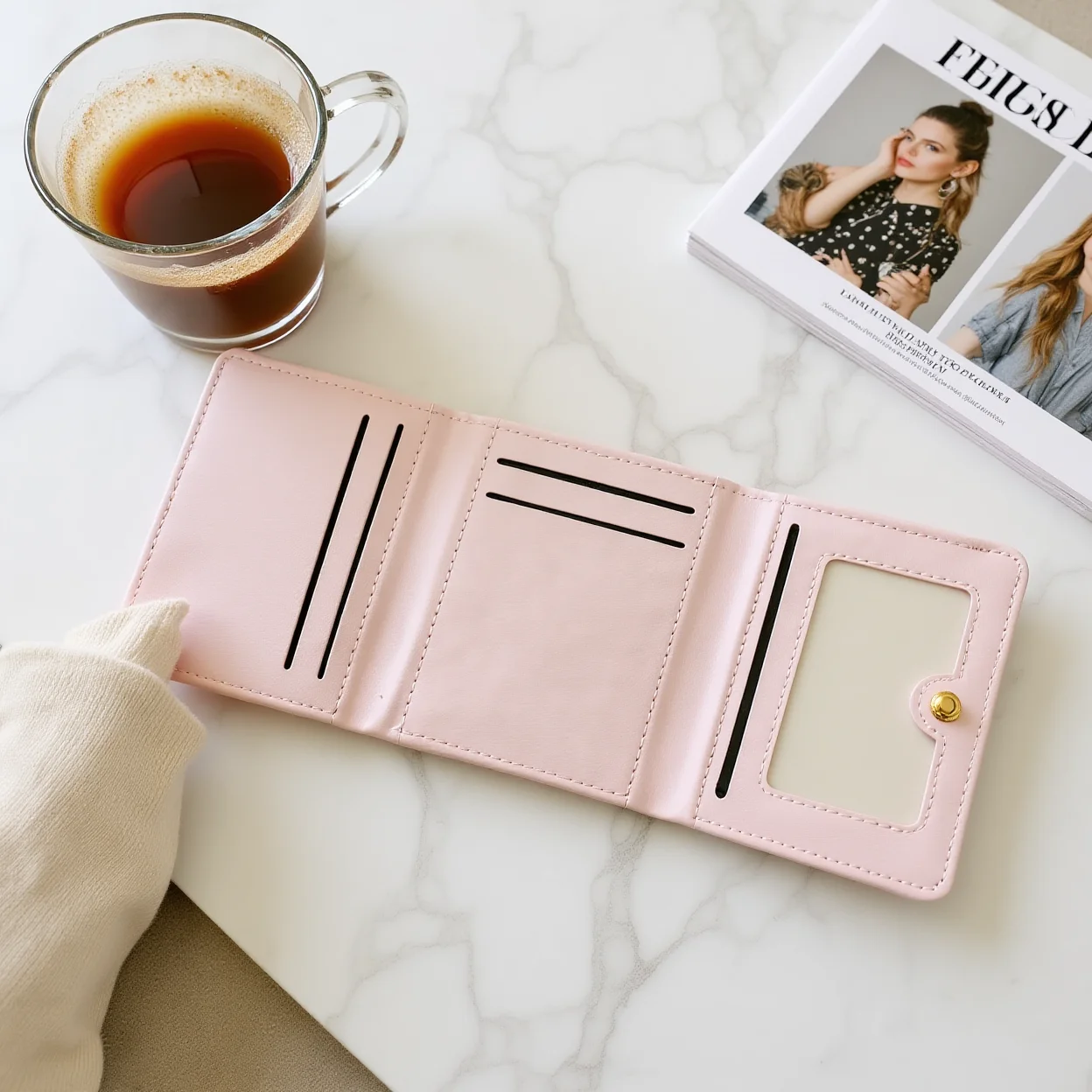 Cute Strawberry Wallet Lightweight Pu Small Wallet Women'S Trifold Wallet Sweet Compact Daily Purse For Short Trips Shopping