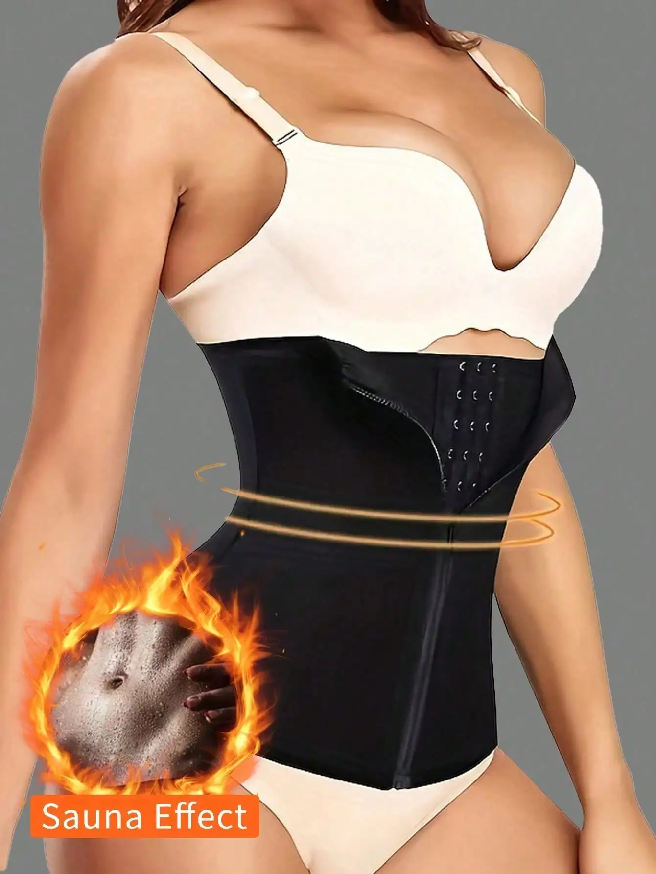 여성용 스포츠 허리 트레이너, 허리 트레이닝 코르셋 - 조절 가능한 후크 앤 아이 클로저 포함, 복부 조절 강화, 적합