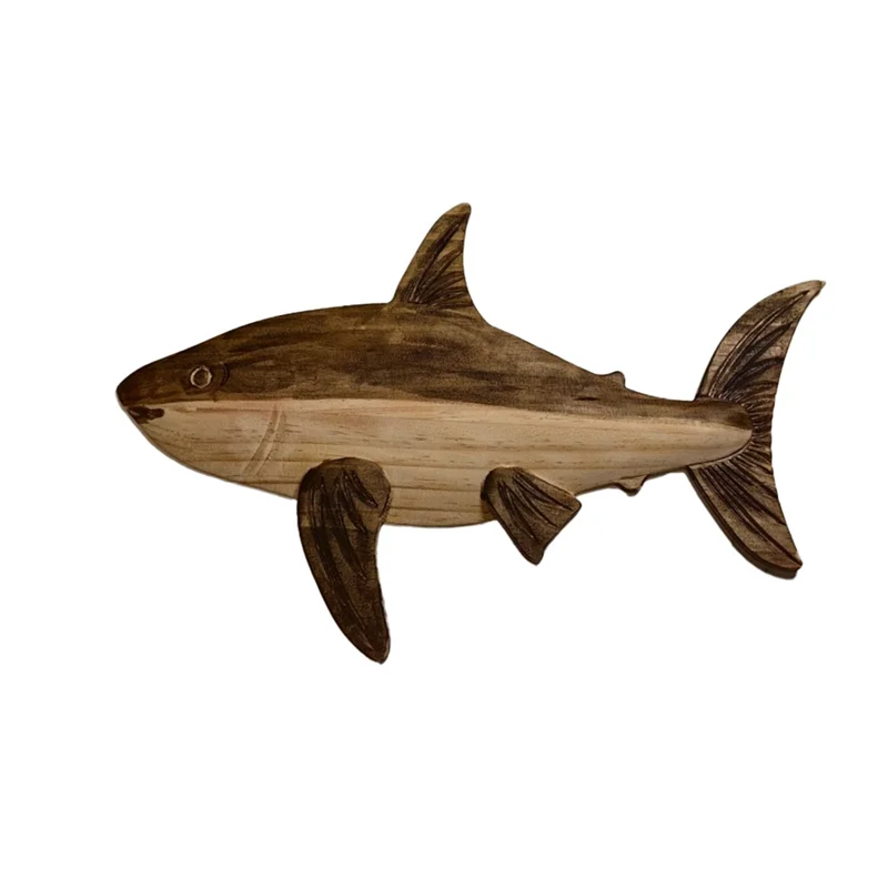 Efficient Wooden Sea Fish Decor Statue Whale Figurine Sculpture Ornament Rustic Decoration Wall Hanging Decoration,B Easy To Use