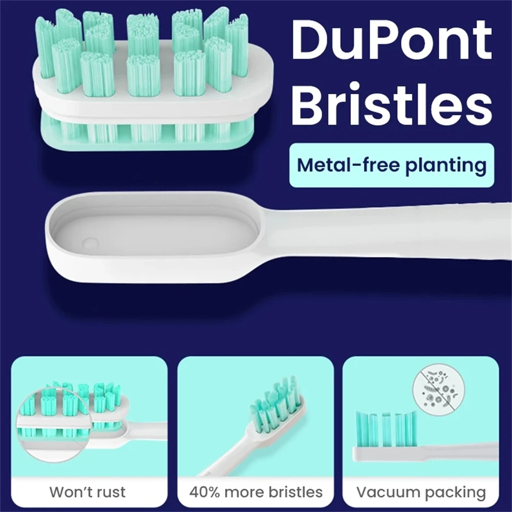 MiRui Soft Bristle Replacement Brush Heads for Mijia Sonic Electric Toothbrush T300 T500 T700 High-Quality Sealed Package