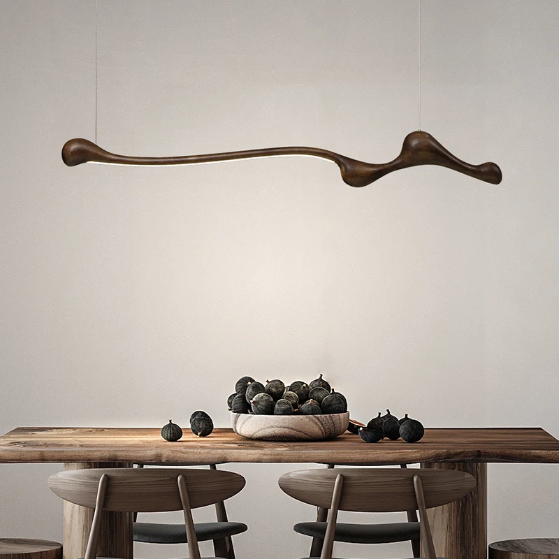 New Chinese style wooden long LED pendant light modern home decoration, living room dining room designer pendant light