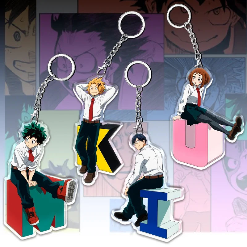 12cm My Hero Academia Item Acrylic Keychain Student Backpack Pendant Accessories Halloween Decoration Children's Holiday Gifts