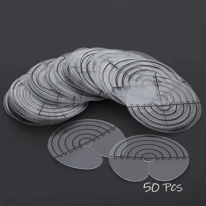 

50 шт., круглая прокладка для наращивания волос, защита шаблона со шкалой, защита для склеивания с одним отверстием для наращивания волос