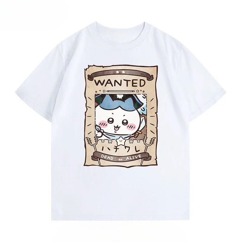 Chiikawa Hachiware Wanted Poster Graphic T-Shirt Men Women Oversized Short Sleeve Tee Kawaii Japanese Anime Merch Casual