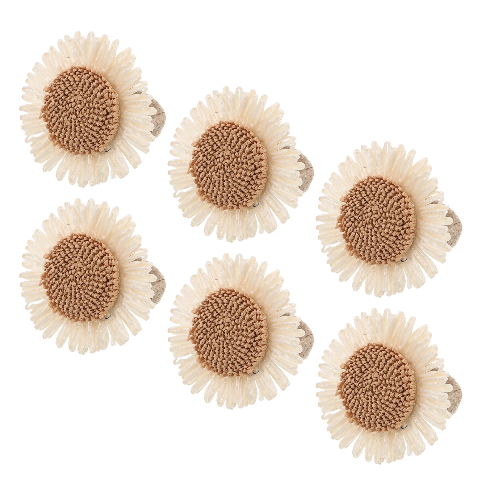 

6pcs Floral Rings Set Daisy Serviette Buckles Wedding Banquet Thanksgiving Fall Holiday Table Decorations Cloth Napkin Holder