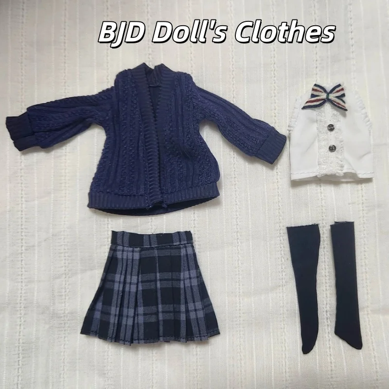 Meki 1/12 Bjd Mjd Baby Doll Clothes Only Clothes Creation Heart Academy Style Sub Series Uniform Grid Skirt Set Kawaii Gifts Toy