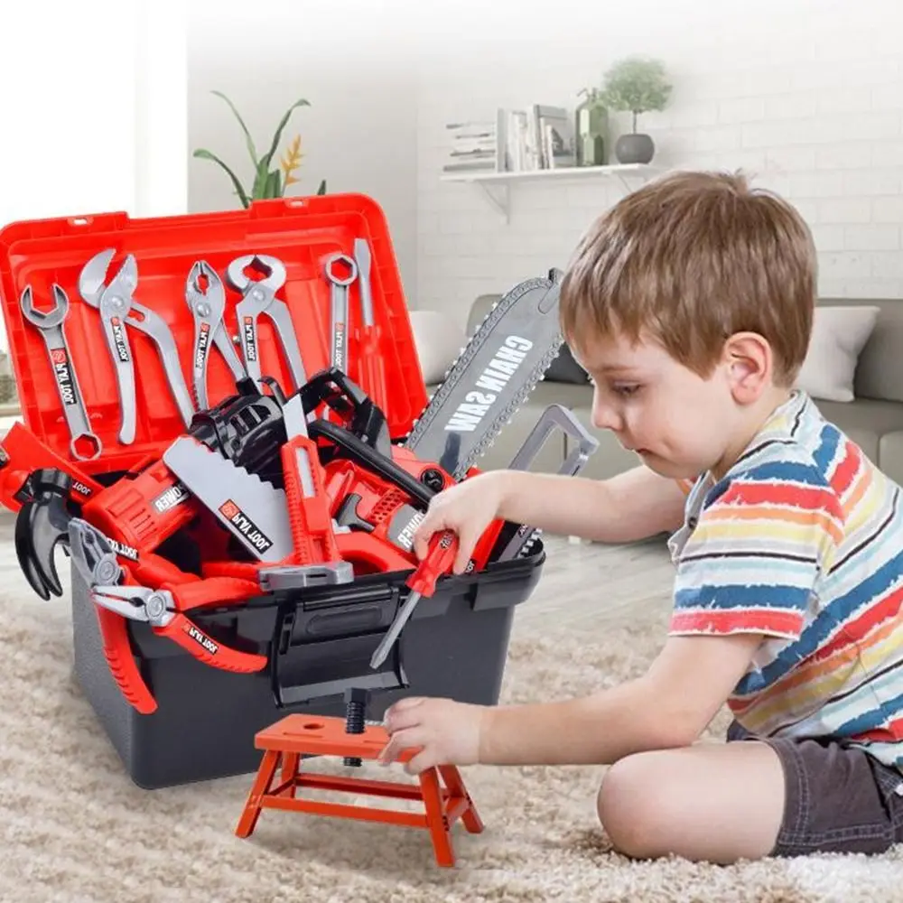 38/39/41/42/55 pçs conjunto de caixa de ferramentas vermelha fingir jogar cosplay ferramentas de reparo educacional brinquedo educação precoce pais-interativo