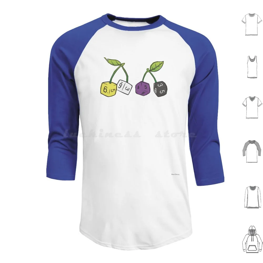 Copy Of Large Pride Cherries , Nonbinary Hoodie cotton Long Sleeve Cherry Cherries Dice D6 Ttrpg Tabletop Games Mid