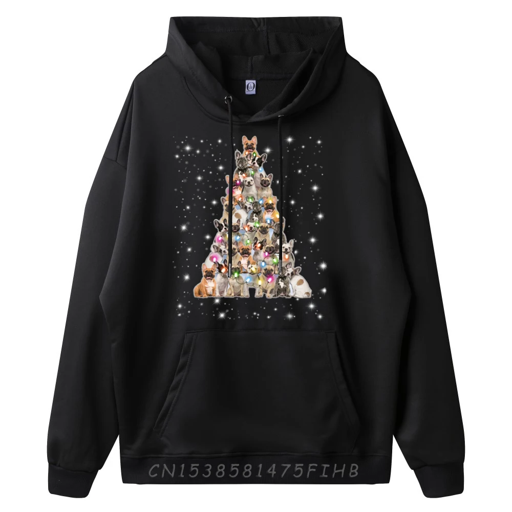 French Bulldog Christmas Tree Funny Dogs Xmas Decorations Pink Graphic Tees Hoodie Valentines Day