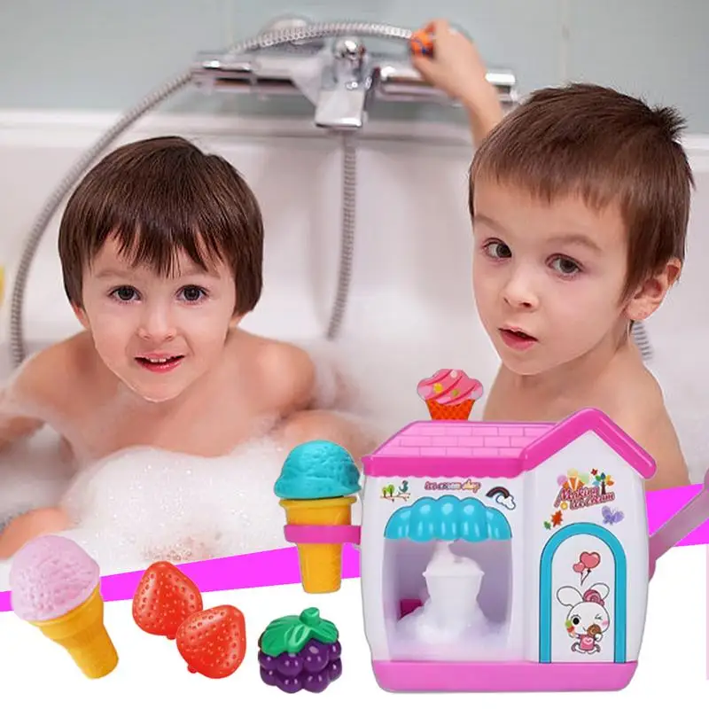 Foam Bath Toy Colorful Bath Toys And Foam Maker Safe & Fun Pretend Cake Play Set For Birthday Christmas New Year Anniversary