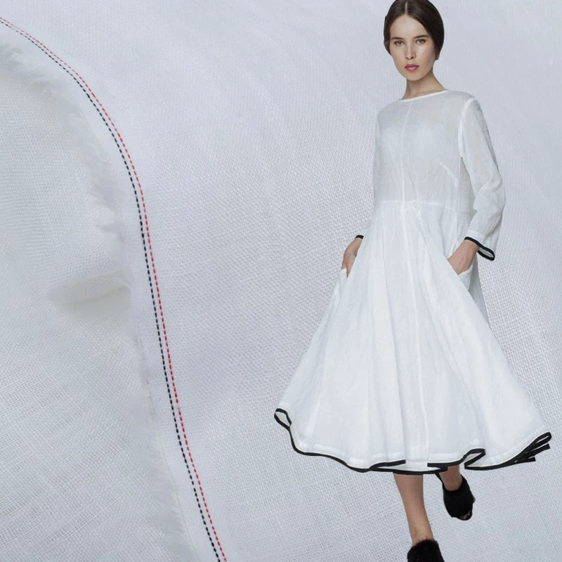 

Thin Solid Color Pure Linen Fabrics for Breathable DIY Sewing Shirt Dress Pants Sun Protection Clothing Fashion Cloth Per Meter